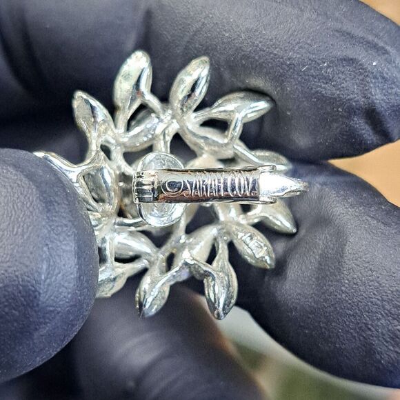 Vintage Sarah Coventry Clip On Earrings Silver Tone Smoky Rhinestone - Picture 8 of 9